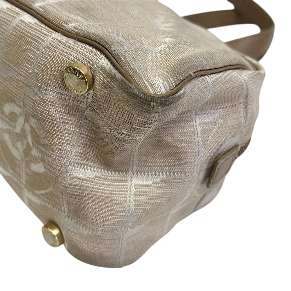 Chanel Handbag A15828 Nylon, Leather Beige New Travel Mini Boston