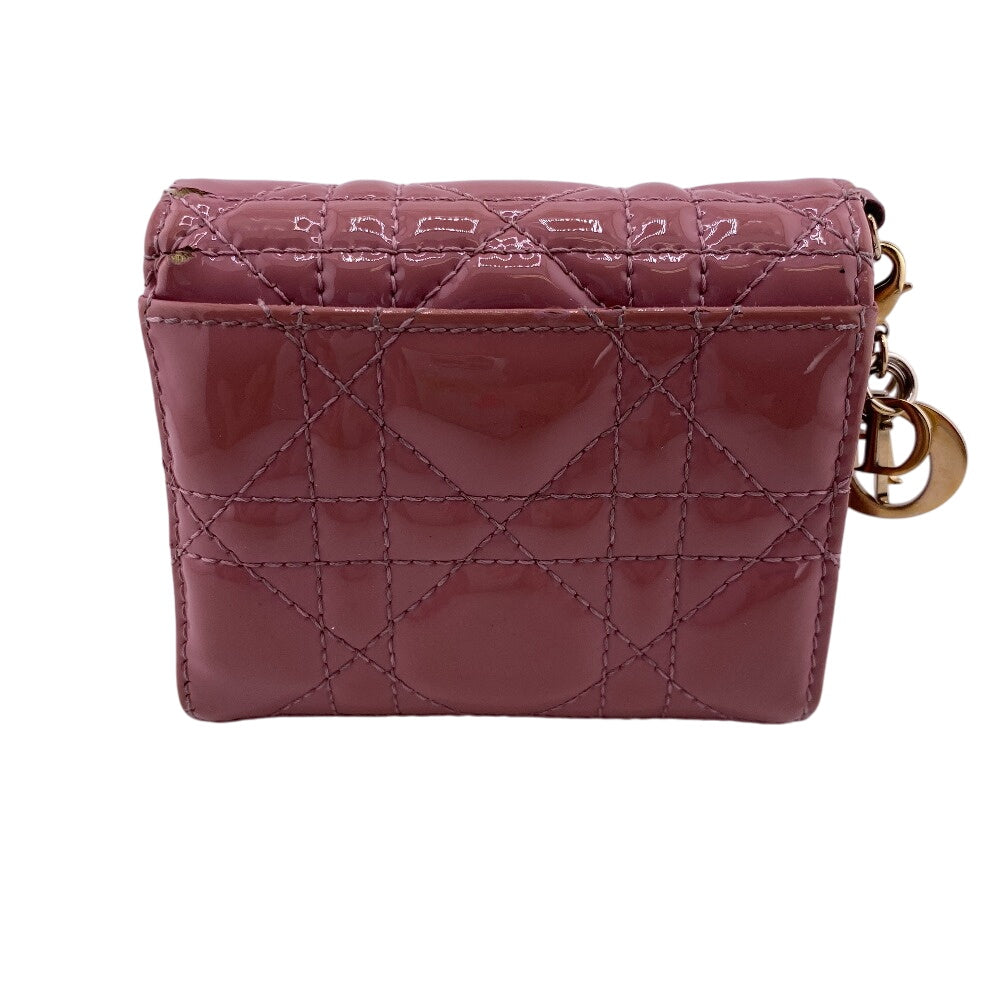 Christian Dior Tri-Fold Wallet Leather Pink Trifold Lady Dior Lotus Wallet Women