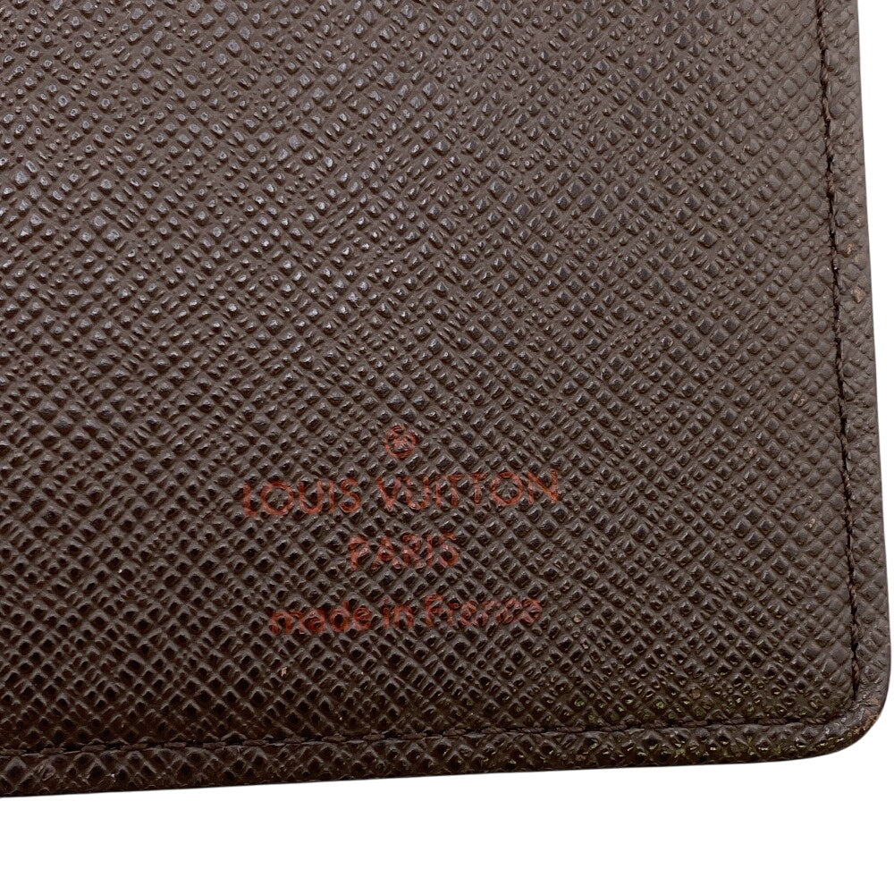 Louis Vuitton Long Wallet Purse N60017 Leather Brown Zip Around Damier Ebene Portefeuille Brazza