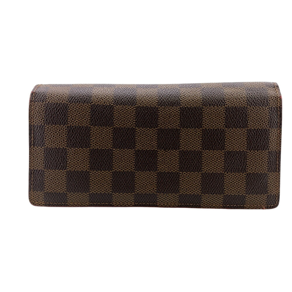 Louis Vuitton Long Wallet Purse N60017 Leather Brown Zip Around Damier Ebene Portefeuille Brazza
