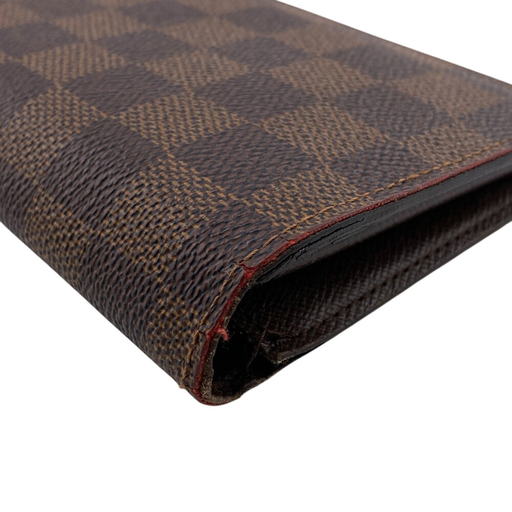 Louis Vuitton Long Wallet Purse N60017 Leather Brown Zip Around Damier Ebene Portefeuille Brazza