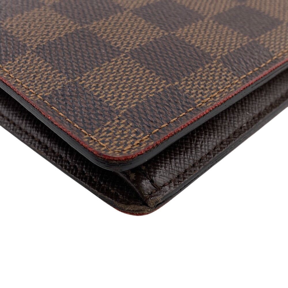 Louis Vuitton Long Wallet Purse N60017 Leather Brown Zip Around Damier Ebene Portefeuille Brazza