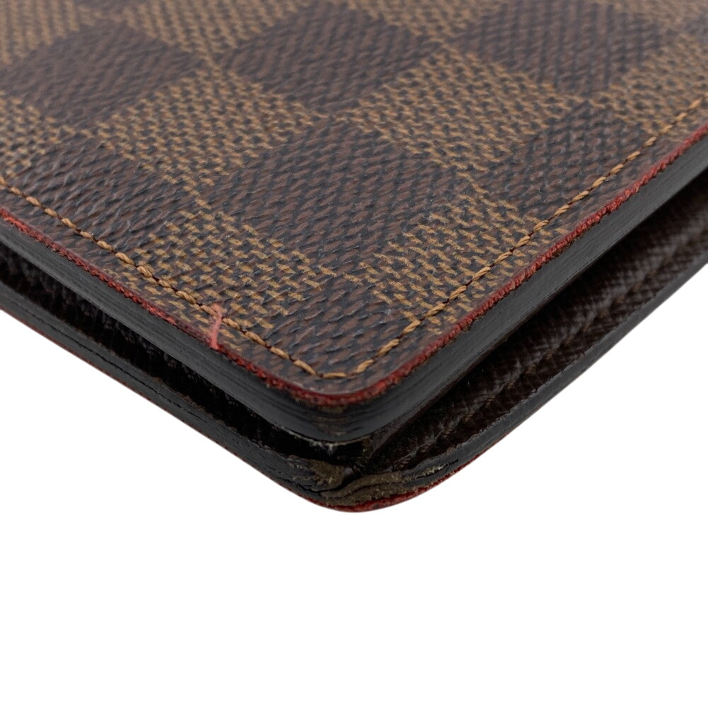 Louis Vuitton Long Wallet Purse N60017 Leather Brown Zip Around Damier Ebene Portefeuille Brazza
