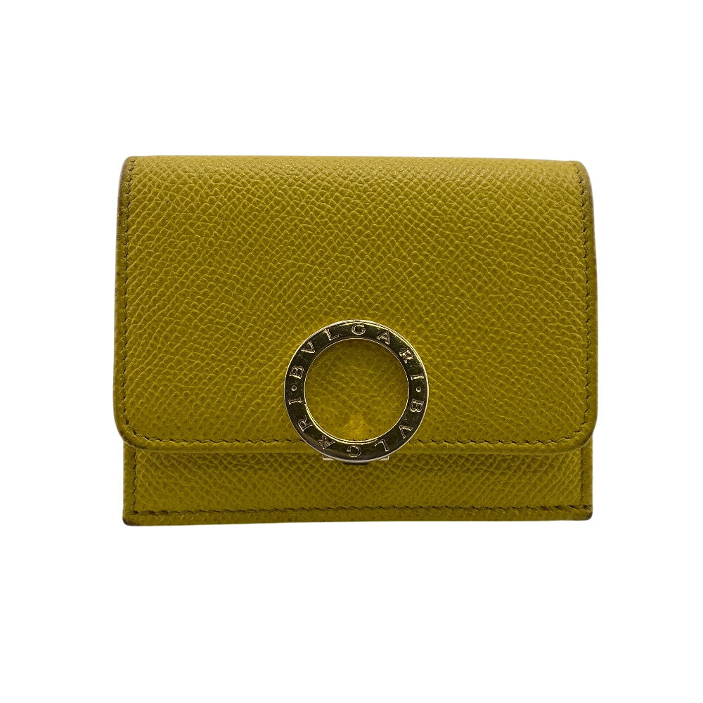 Bvlgari Tri-Fold Wallet 289768 Leather Yellow Bulgari Bulgari Compact Tri-Fold Wallet Women