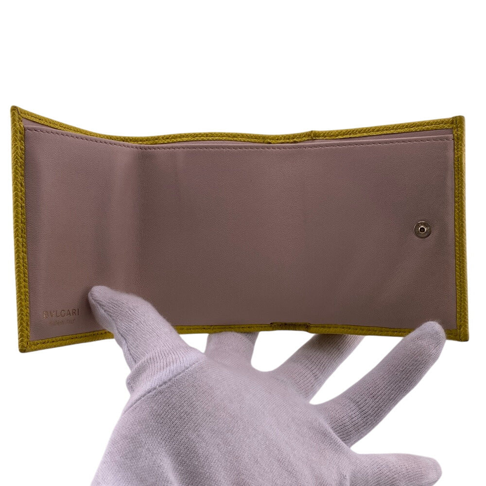 Bvlgari Tri-Fold Wallet 289768 Leather Yellow Bulgari Bulgari Compact Tri-Fold Wallet Women