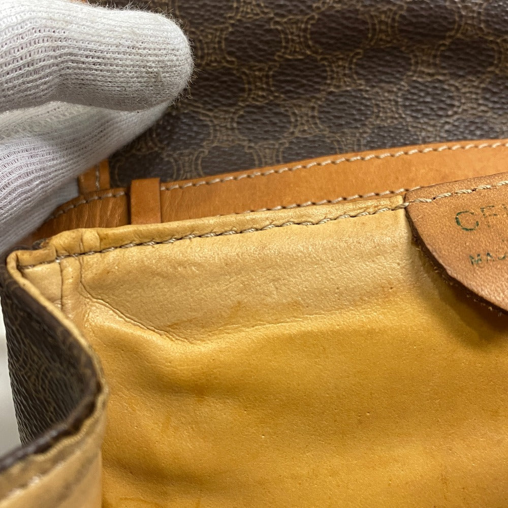 Celine Shoulder Bag Leather Brown Pochette Vintage Macadam Women