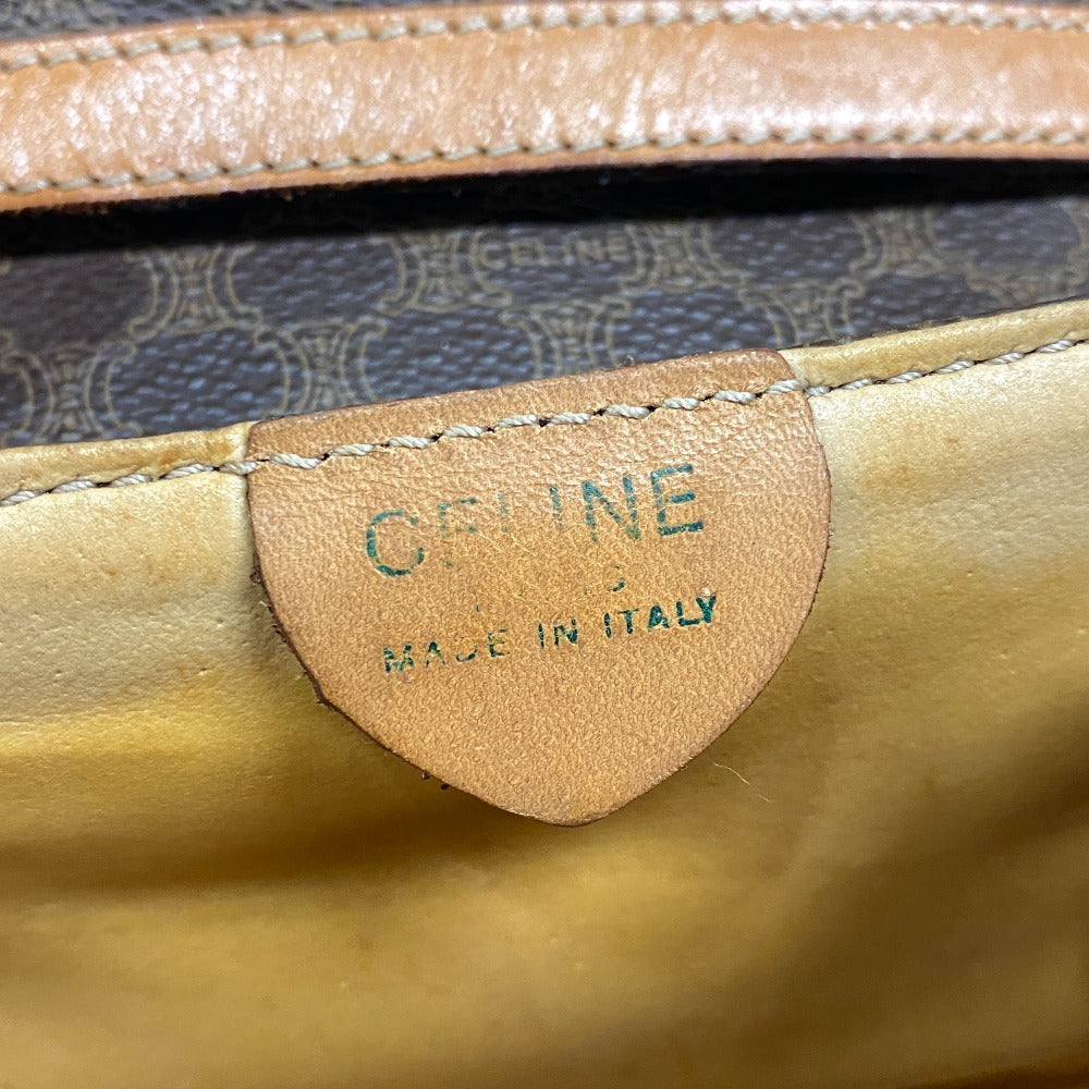 Celine Shoulder Bag Leather Brown Pochette Vintage Macadam Women