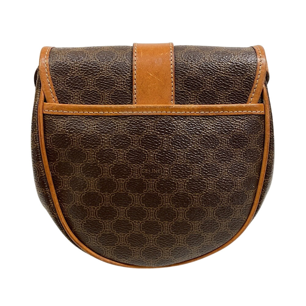 Celine Shoulder Bag Leather Brown Pochette Vintage Macadam Women