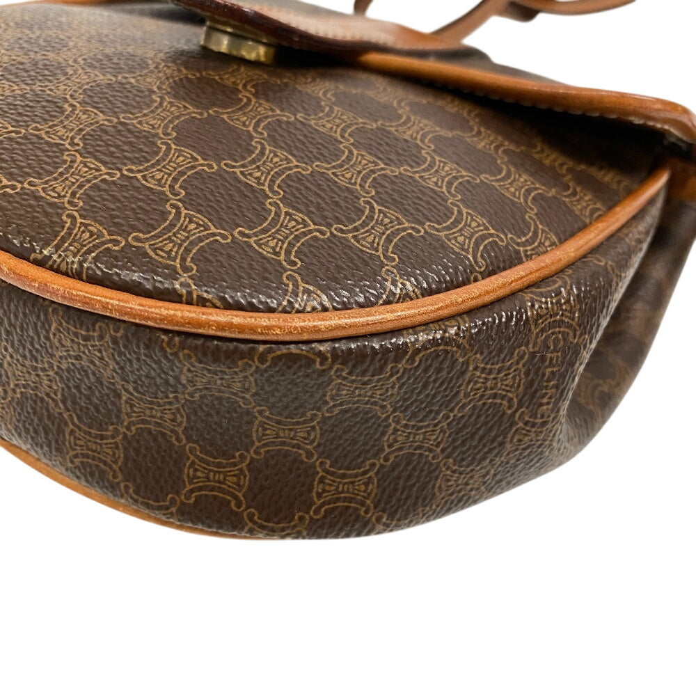 Celine Shoulder Bag Leather Brown Pochette Vintage Macadam Women