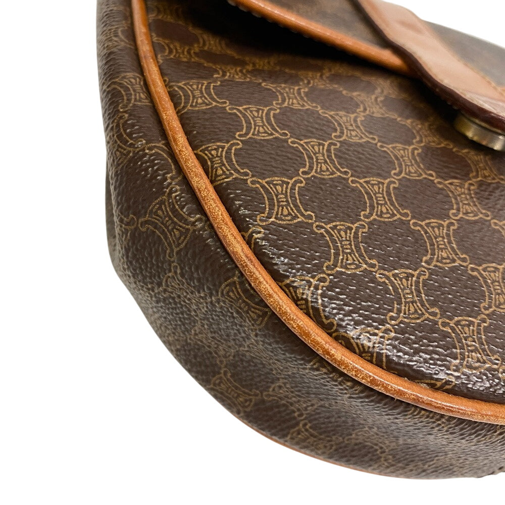 Celine Shoulder Bag Leather Brown Pochette Vintage Macadam Women
