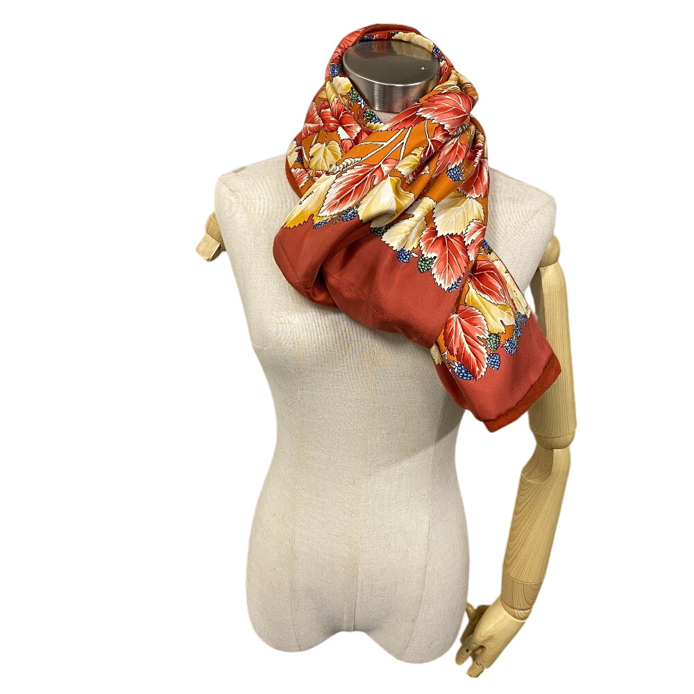 Hermes Scarf Angora , Silk Orange Reversible Women(Unisex)