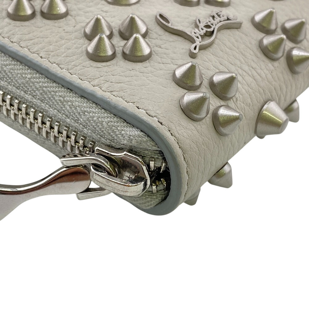 Christian Louboutin Long Wallet Purse Leather Gray Zip Around Panettone Women