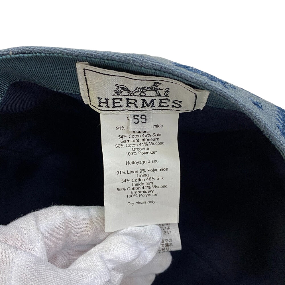 Hermes Cap Linen, Polyester Blue Serie Blue Jean Attracted By The Charm Of Orpheus 59