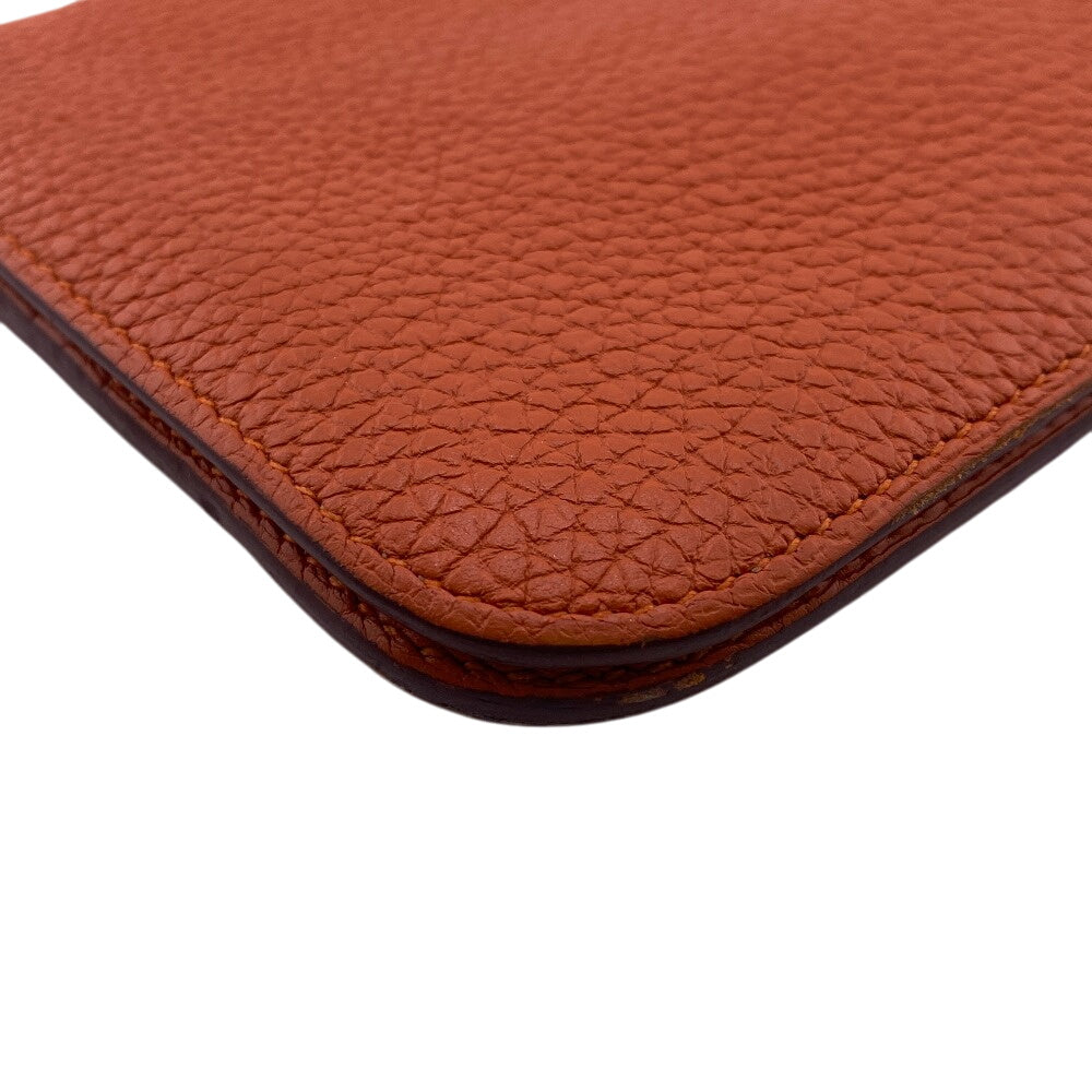Hermes Long Wallet Purse Taurillon Clemence, Gold Orange Dogon Long Mens