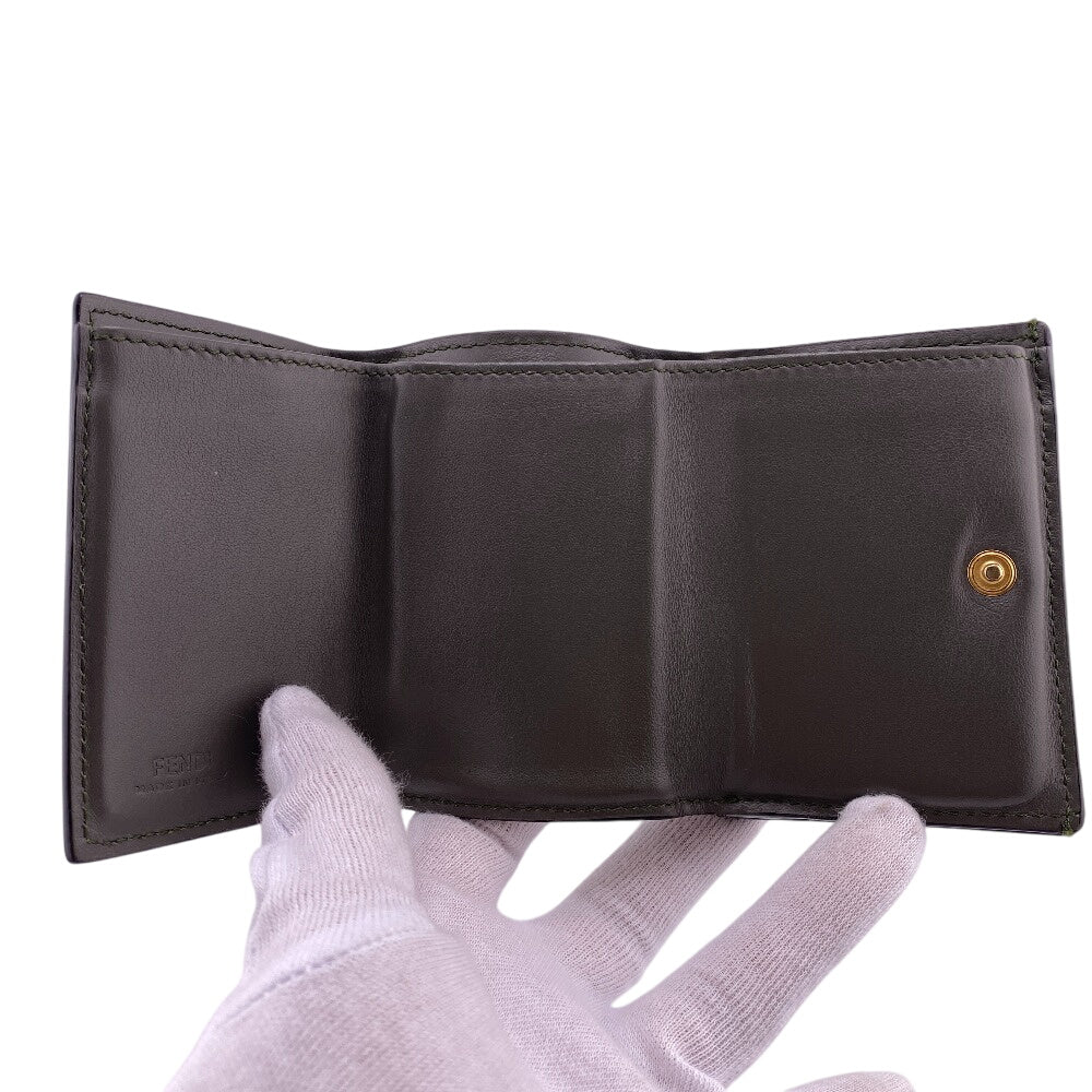 Fendi Tri-Fold Wallet 8M0395 Leather Khaki Green Ehuise Fendi Women