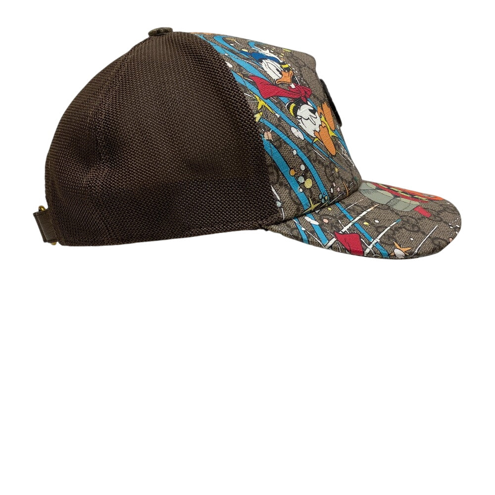 Gucci Cap 648843 Gg Supreme Canvas, Leather Brown Gg Pattern Baseball Cap M58