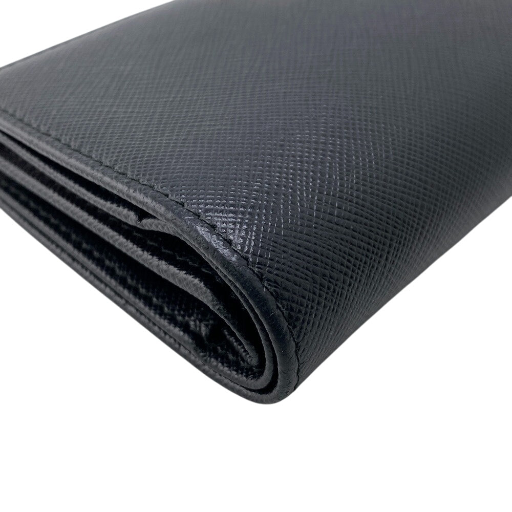 Prada Bifold Wallet 1Ml009 Leather Black W Pocket Safiano Women