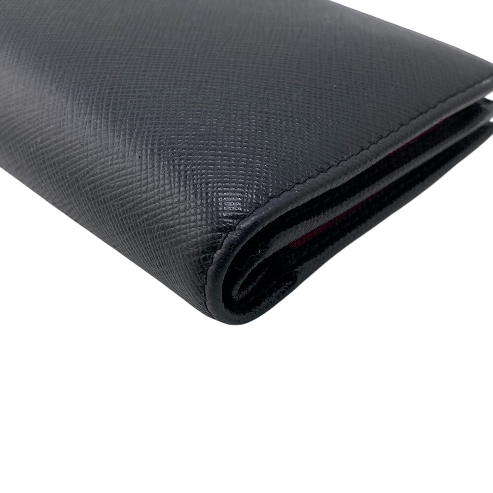 Prada Bifold Wallet 1Ml009 Leather Black W Pocket Safiano Women