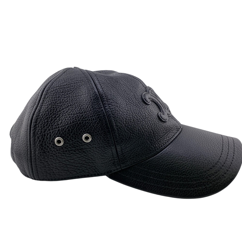 Celine Cap Leather Black Triomphe S