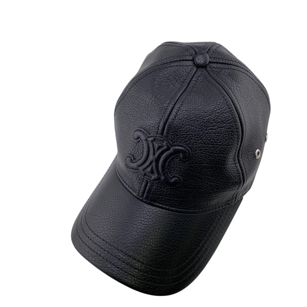 Celine Cap Leather Black Triomphe S