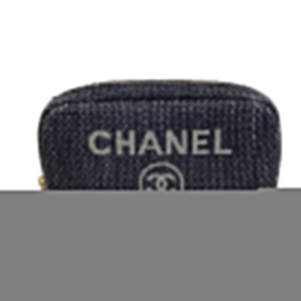 Chanel Pouch Straw Navy Coco Mark Deauville