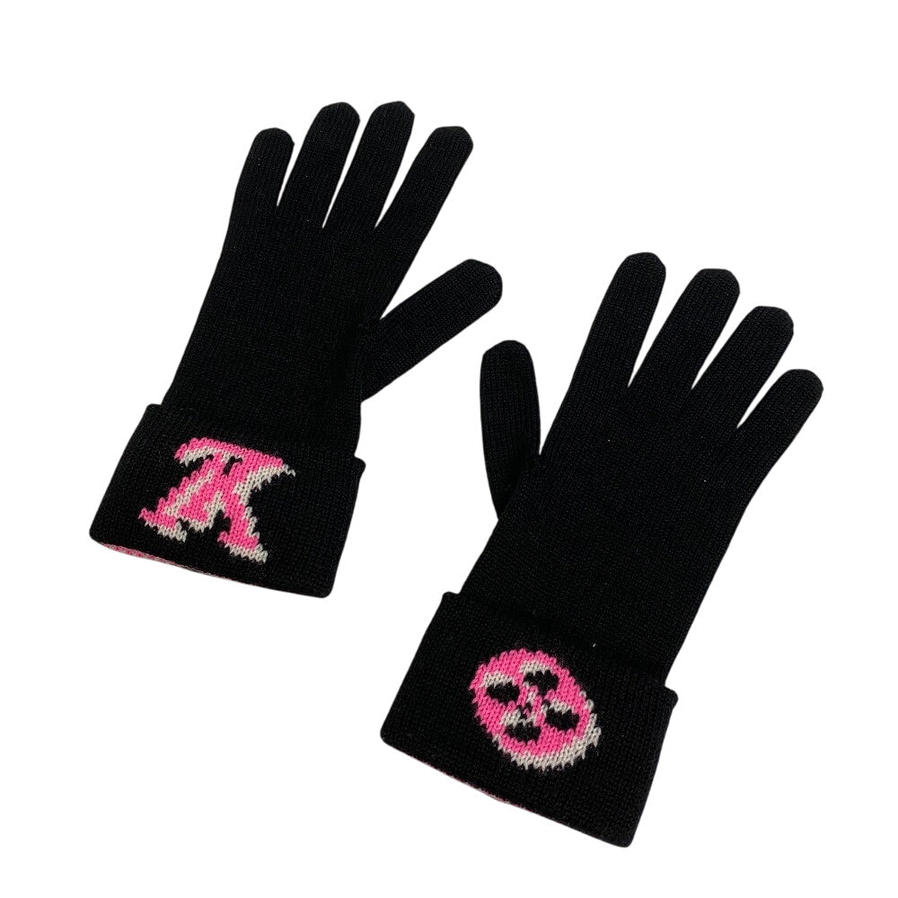 Louis Vuitton Gloves M76451 Wool Black 3D Monogram Gon