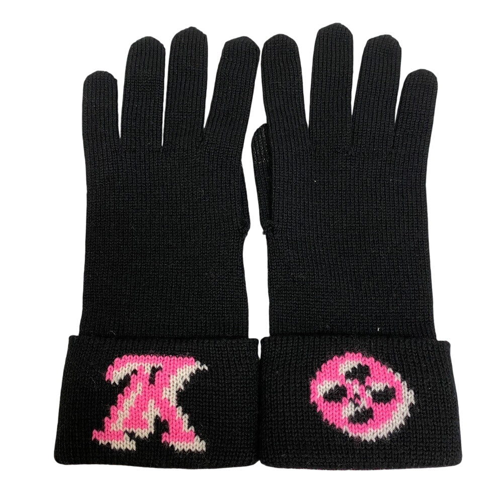 Louis Vuitton Gloves M76451 Wool Black 3D Monogram Gon