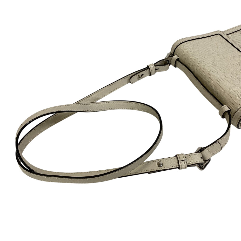 Gucci Shoulder Bag 625782 Leather White Gg Emboss