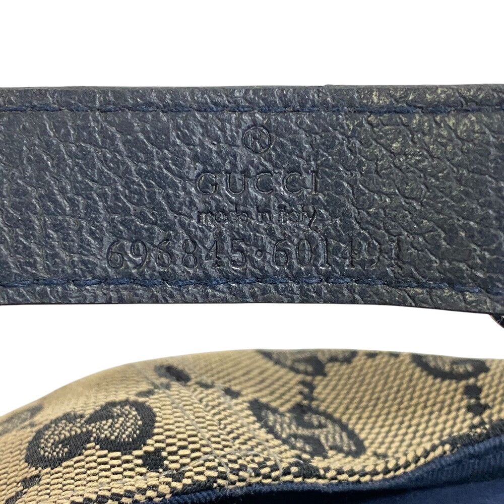 Gucci Cap 696845 Gg Canvas, Leather Navy Gg Canvas M