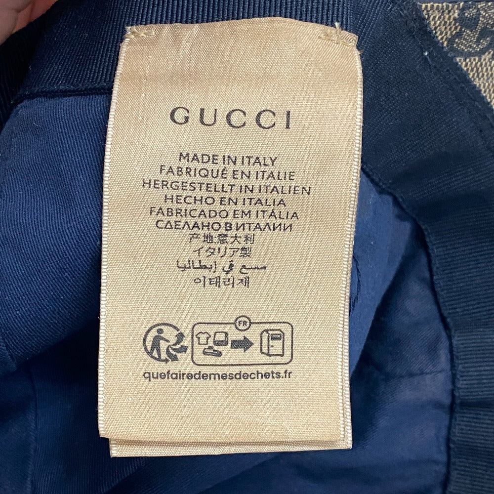 Gucci Cap 696845 Gg Canvas, Leather Navy Gg Canvas M