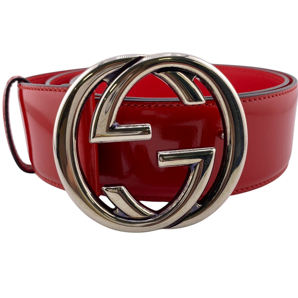 Gucci Belt Patent Leather Red Interlocking G 85