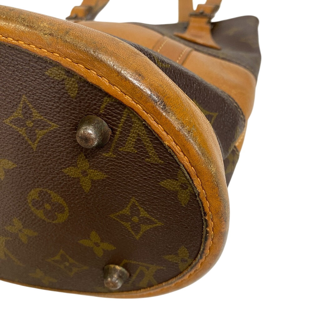 Louis Vuitton Handbag Leather Brown Monogram Bucketpm