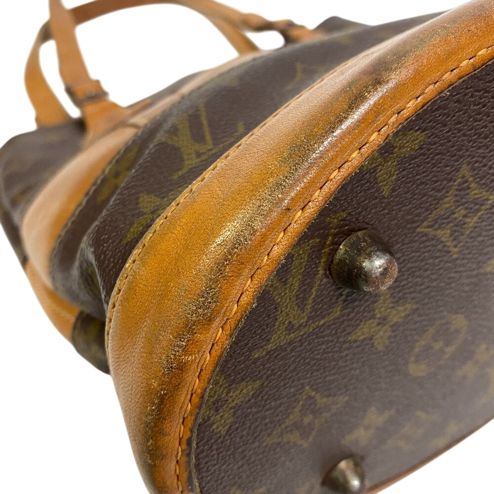 Louis Vuitton Handbag Leather Brown Monogram Bucketpm