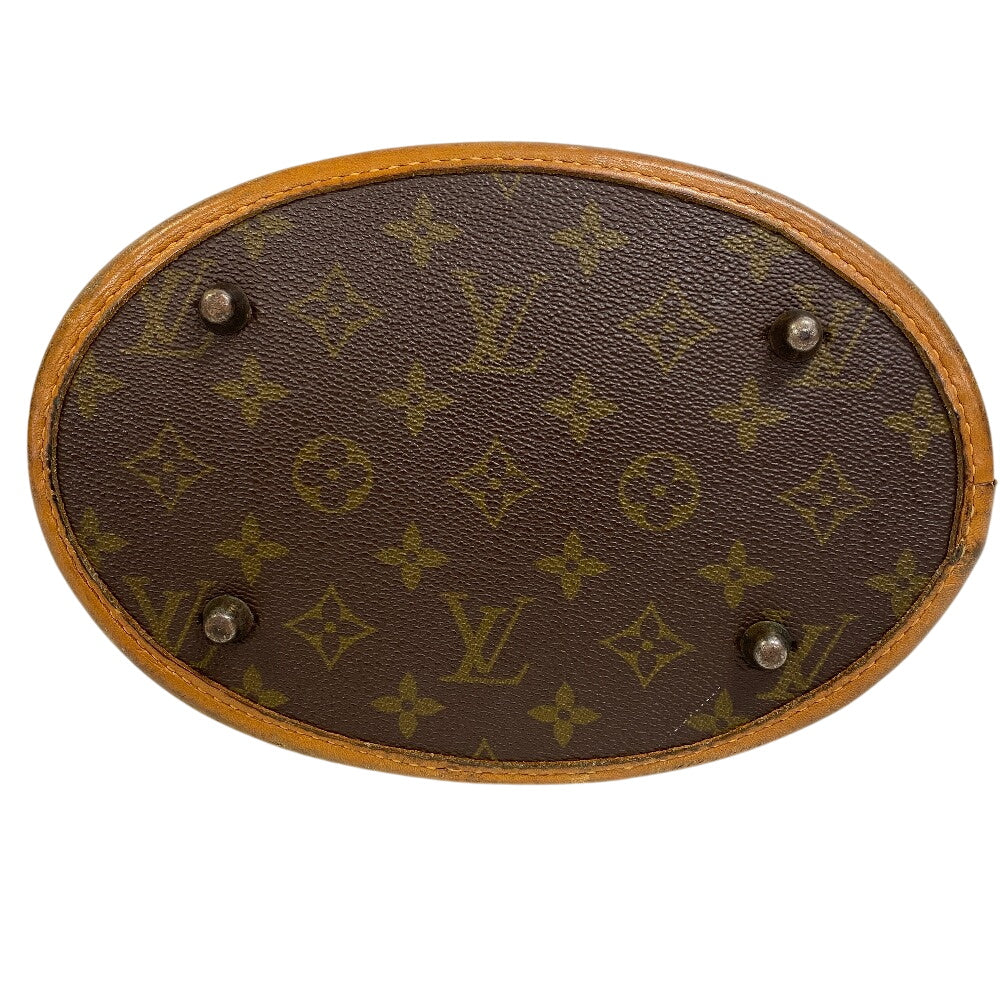 Louis Vuitton Handbag Leather Brown Monogram Bucketpm