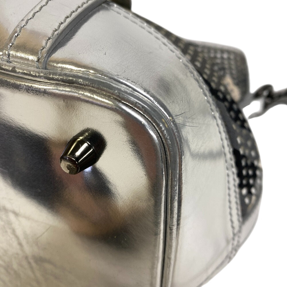 Burberry Shoulder Bag Canvas Silver Beat Check