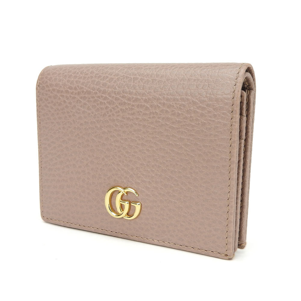Gucci Bifold Wallet 456126 Leather Beige Gg Marmont Women