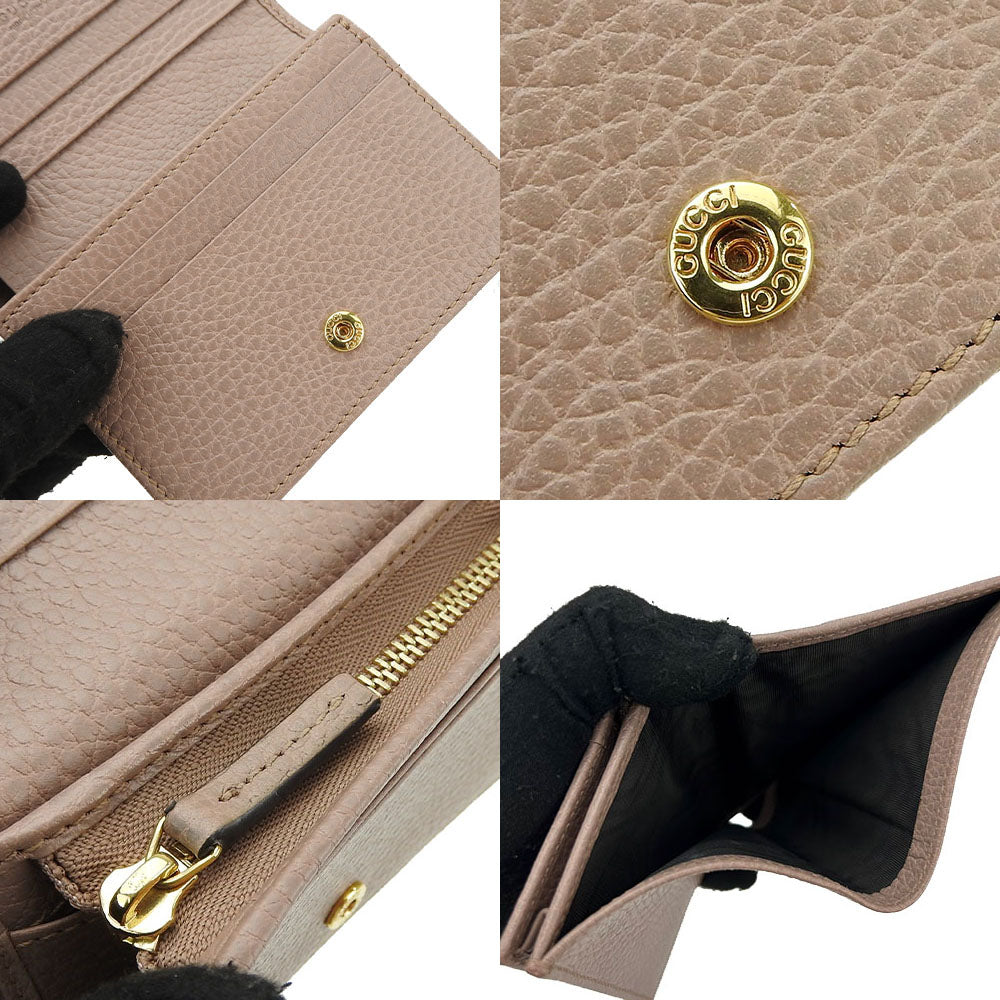 Gucci Bifold Wallet 456126 Leather Beige Gg Marmont Women