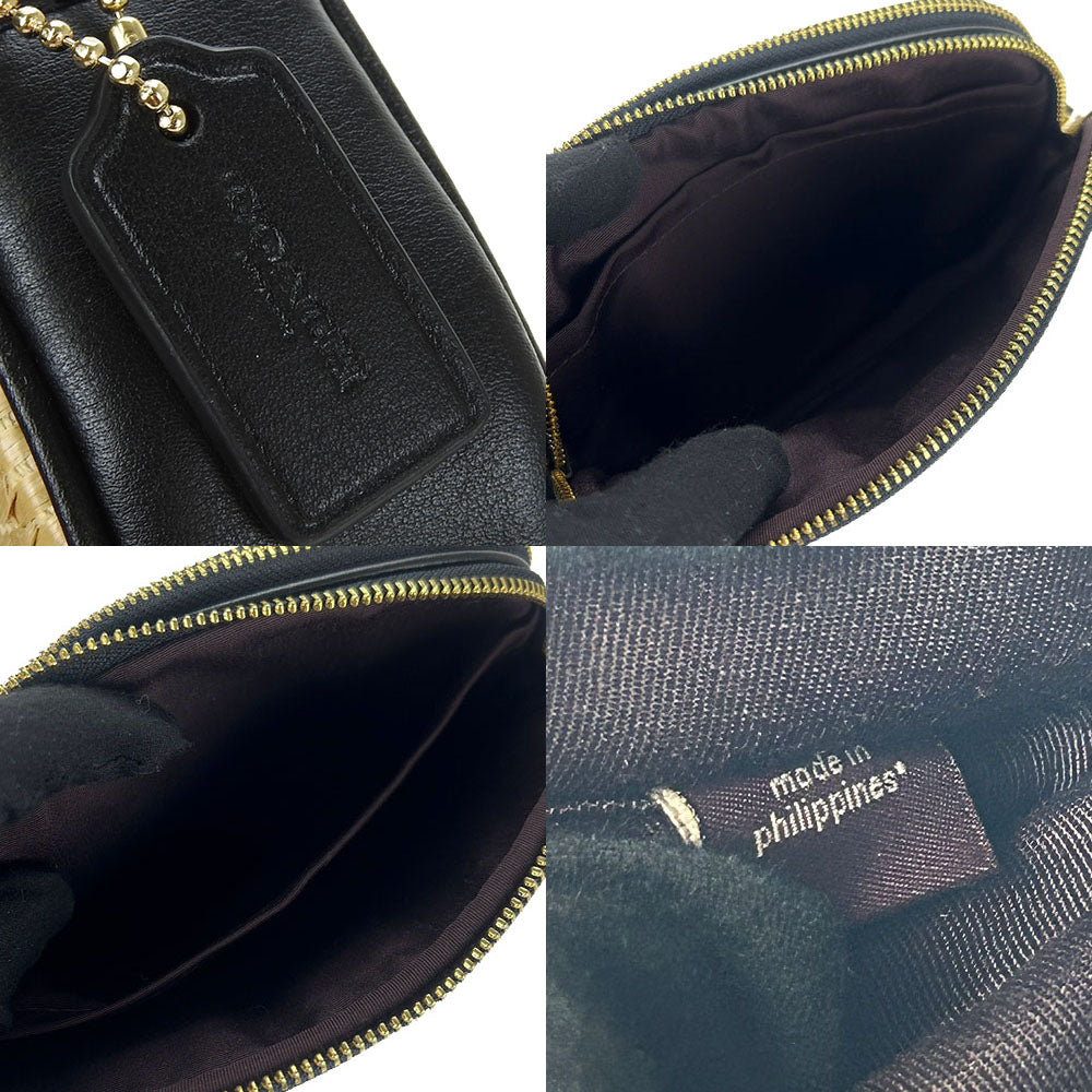 Coach Shoulder Bag F73070 Straw, Leather Beige Women
