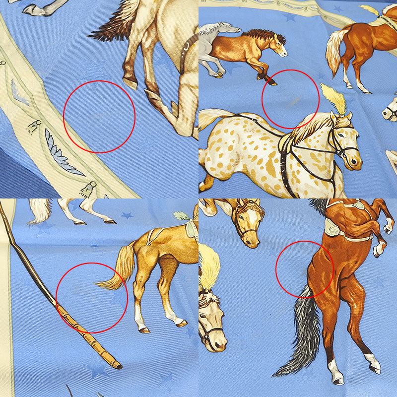 Hermes Scarf Silk Blue Carre90 Women