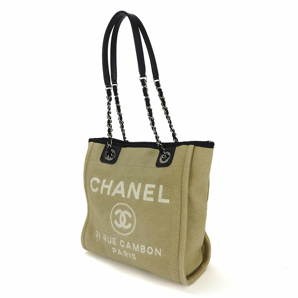 Chanel Tote Bag Canvas, Leather Beige Deauvillepm Women