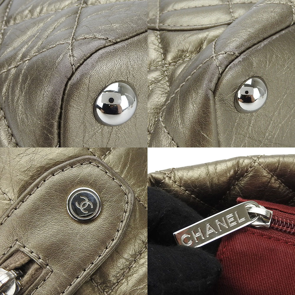 Chanel Tote Bag Leather Bronze Type Cambon Line Women