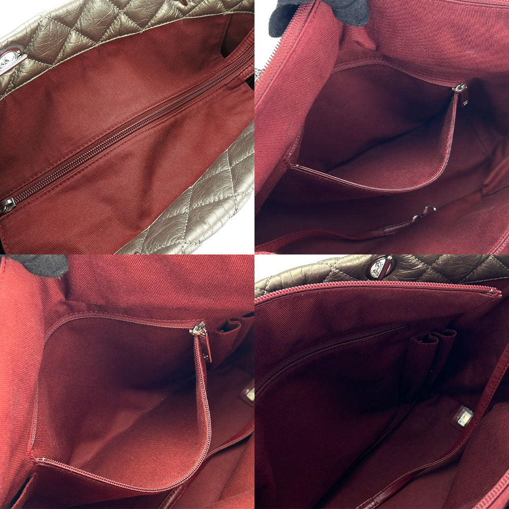 Chanel Tote Bag Leather Bronze Type Cambon Line Women