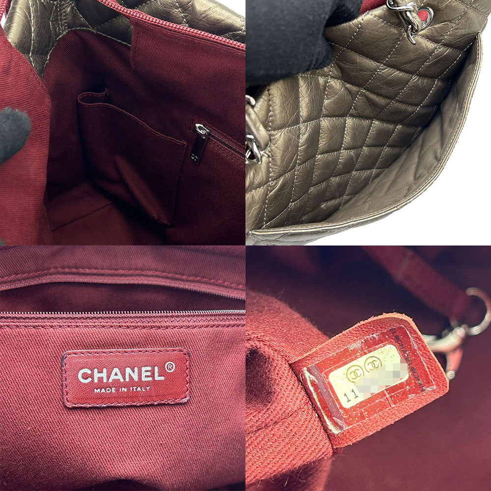 Chanel Tote Bag Leather Bronze Type Cambon Line Women
