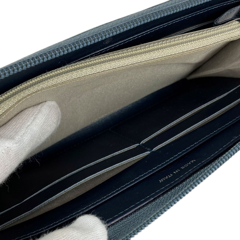 Chanel Long Wallet Purse Caviar Skin Blue Coco Mark
