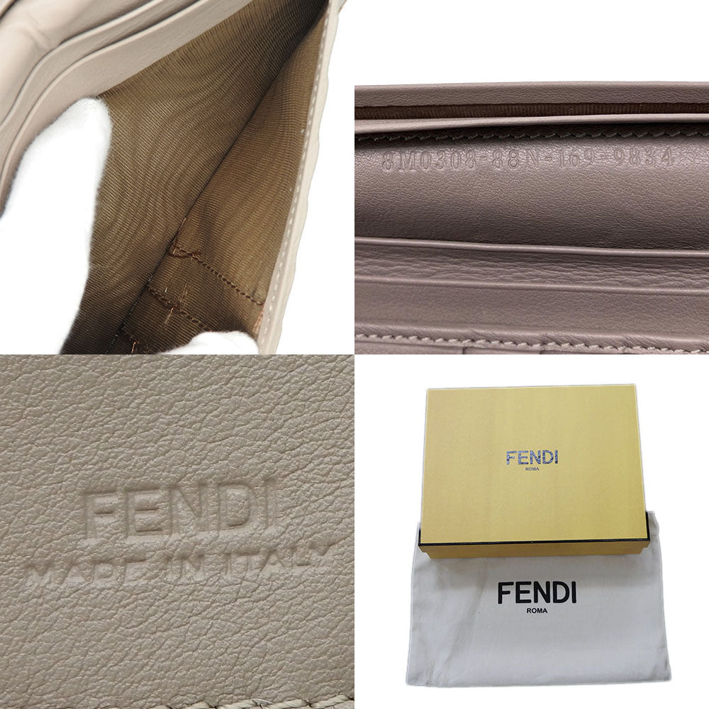 Fendi Bifold Wallet 8M0308 Leather Beige Peekaboo