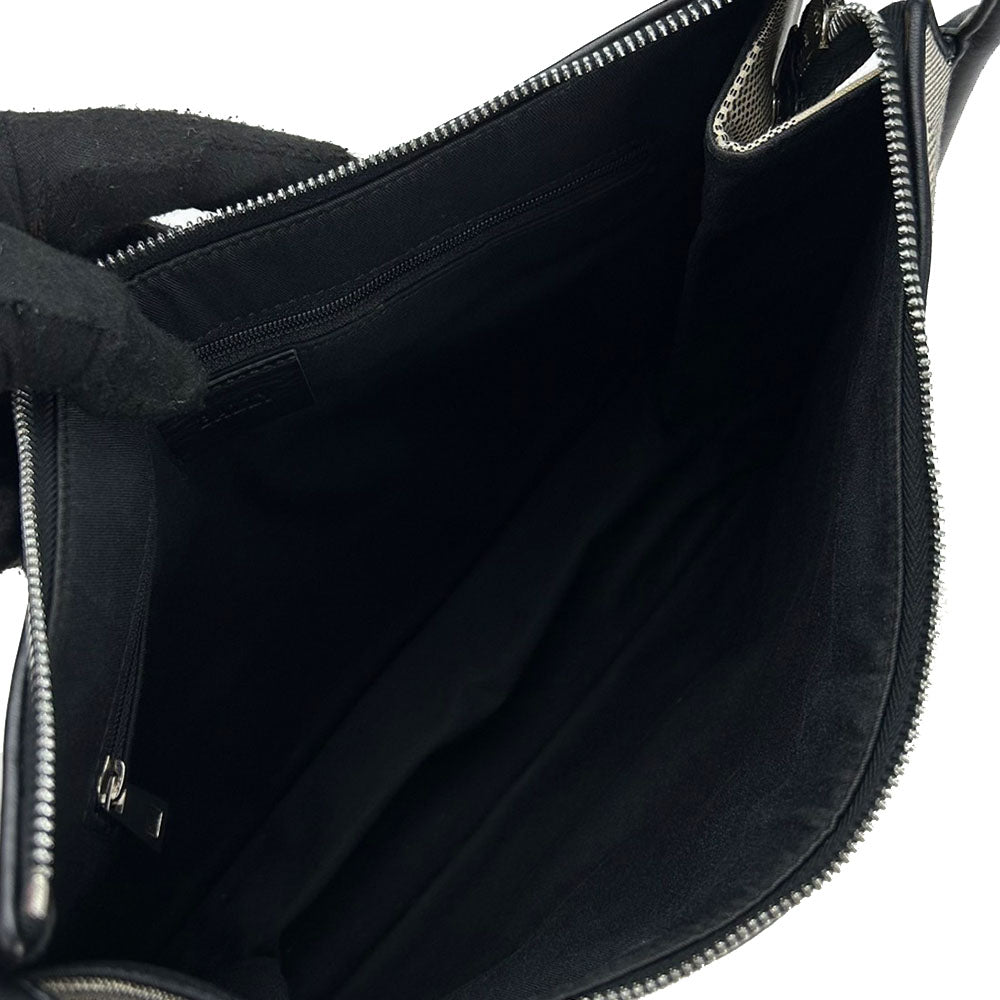 Bally Shoulder Bag Canvas, Leather Black Women