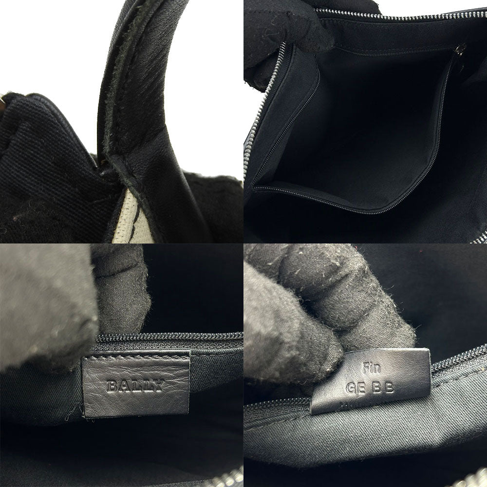 Bally Shoulder Bag Canvas, Leather Black Women