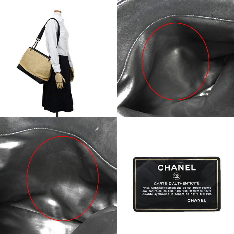 Chanel Tote Bag Leather, Straw Beige Type Women