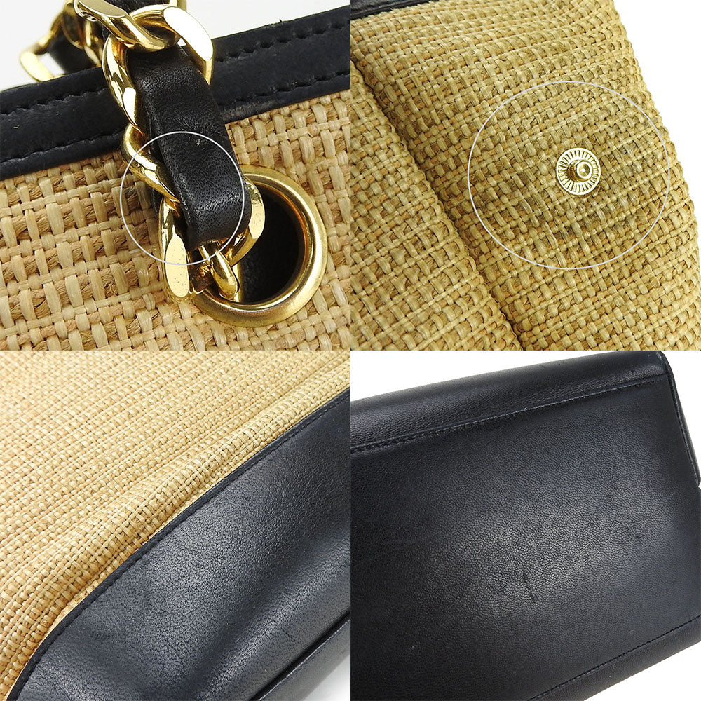 Chanel Tote Bag Leather, Straw Beige Type Women