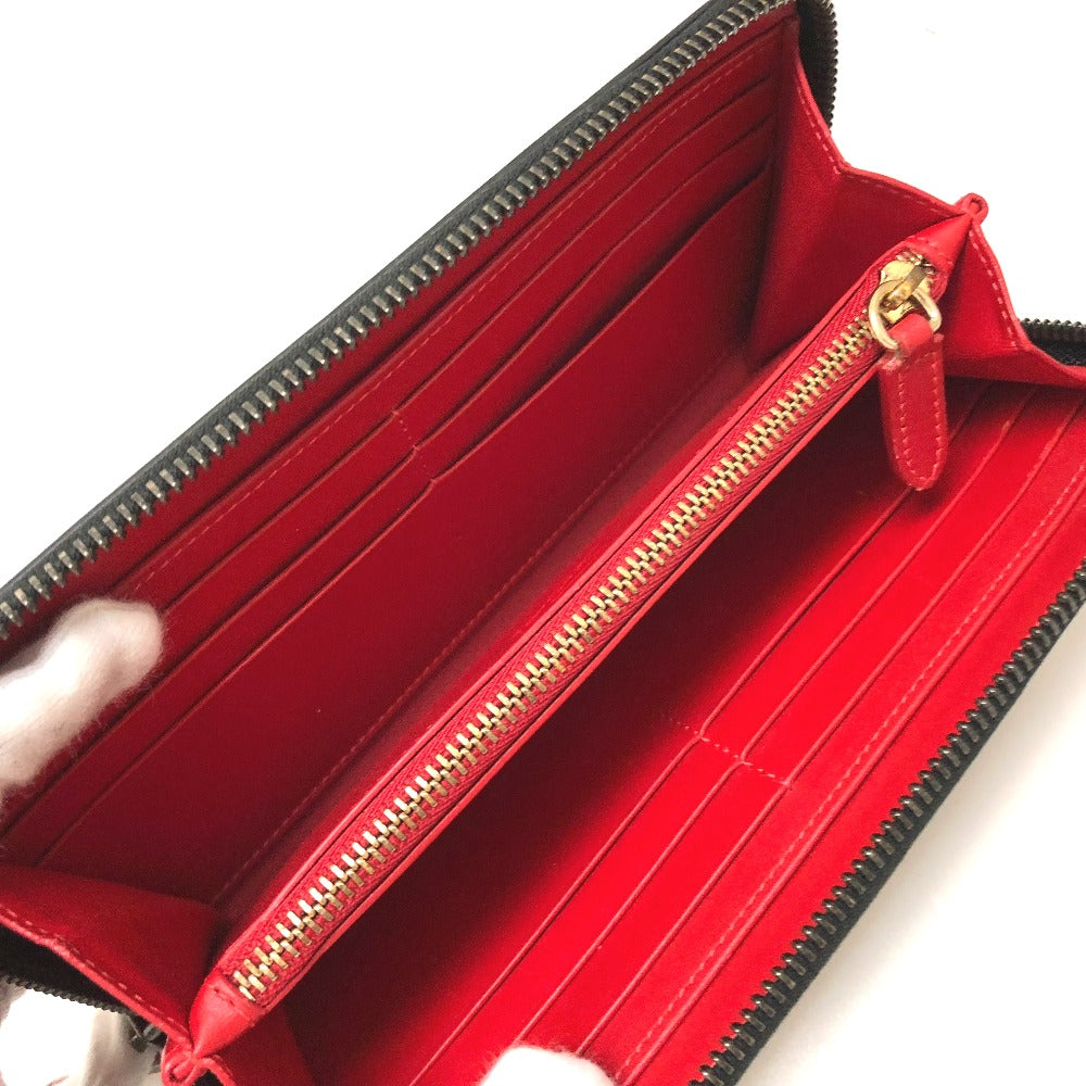 Christian Louboutin Long Wallet Purse 3145073 Leather Black Panettone Spike Studs Women